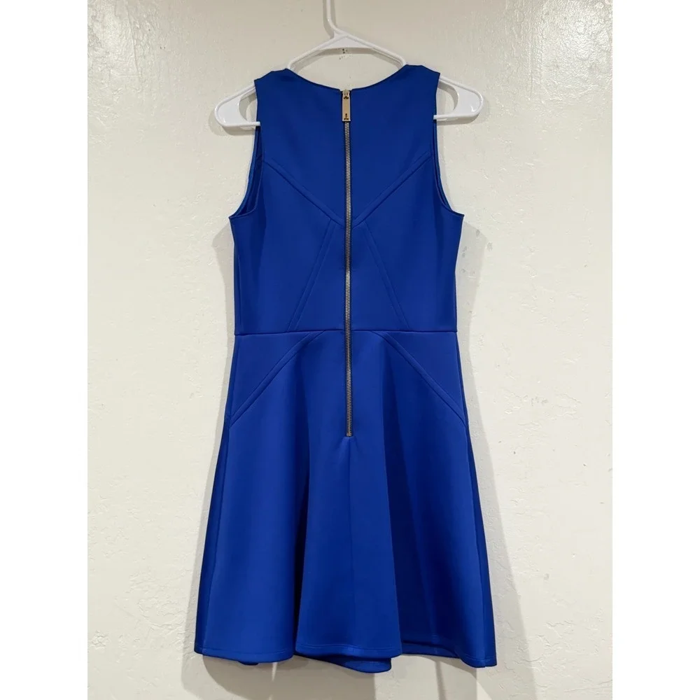 Ted Baker London Mitton Royal Blue Skater Dress Size 2 US 6 Sleeveless Zip Back